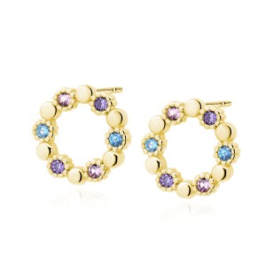 Cercei argint placati cu aur galben cerc cu pietre multicolore DiAmanti Z1352EG_MU-DIA (Argint 925‰ 1,5 g.)